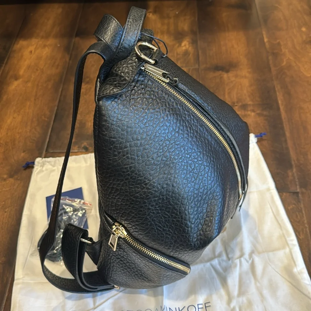 Rebecca Minkoff Black Leather Backpack with Gold Hardware